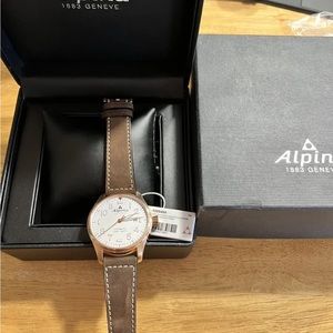 Brand New Alpina Startimer Pilot Rose Gold Plated Mens Watch Tag Retail $1295